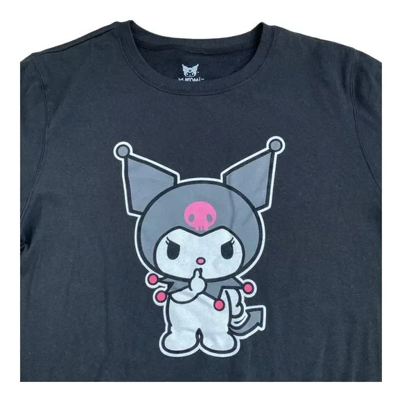 Hello Kitty Sanrio Kuromi Large Black Graphic Sweatshirt‎  Long Sleeve Top NWOT - Picture 6 of 9